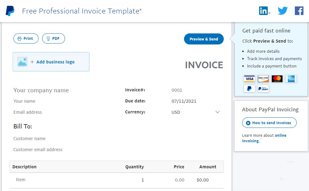 cara membuat invoice paypal