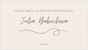 sebuah web yang menuliskan social media marketing professional Julia Babicheva