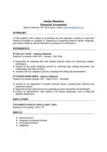 Contoh CV Akuntansi Bahasa Inggris