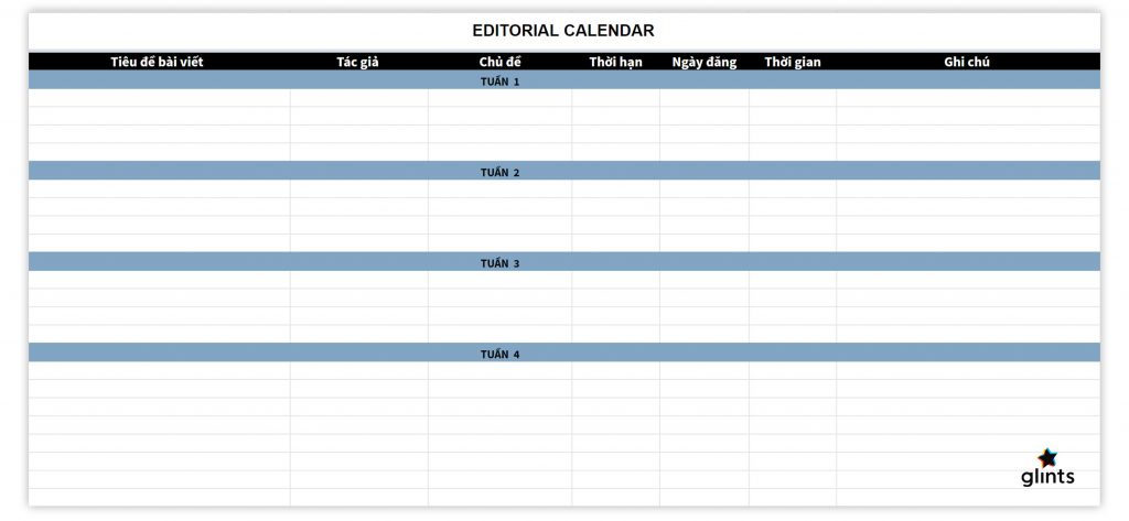 editorial calendar cho content marketing
