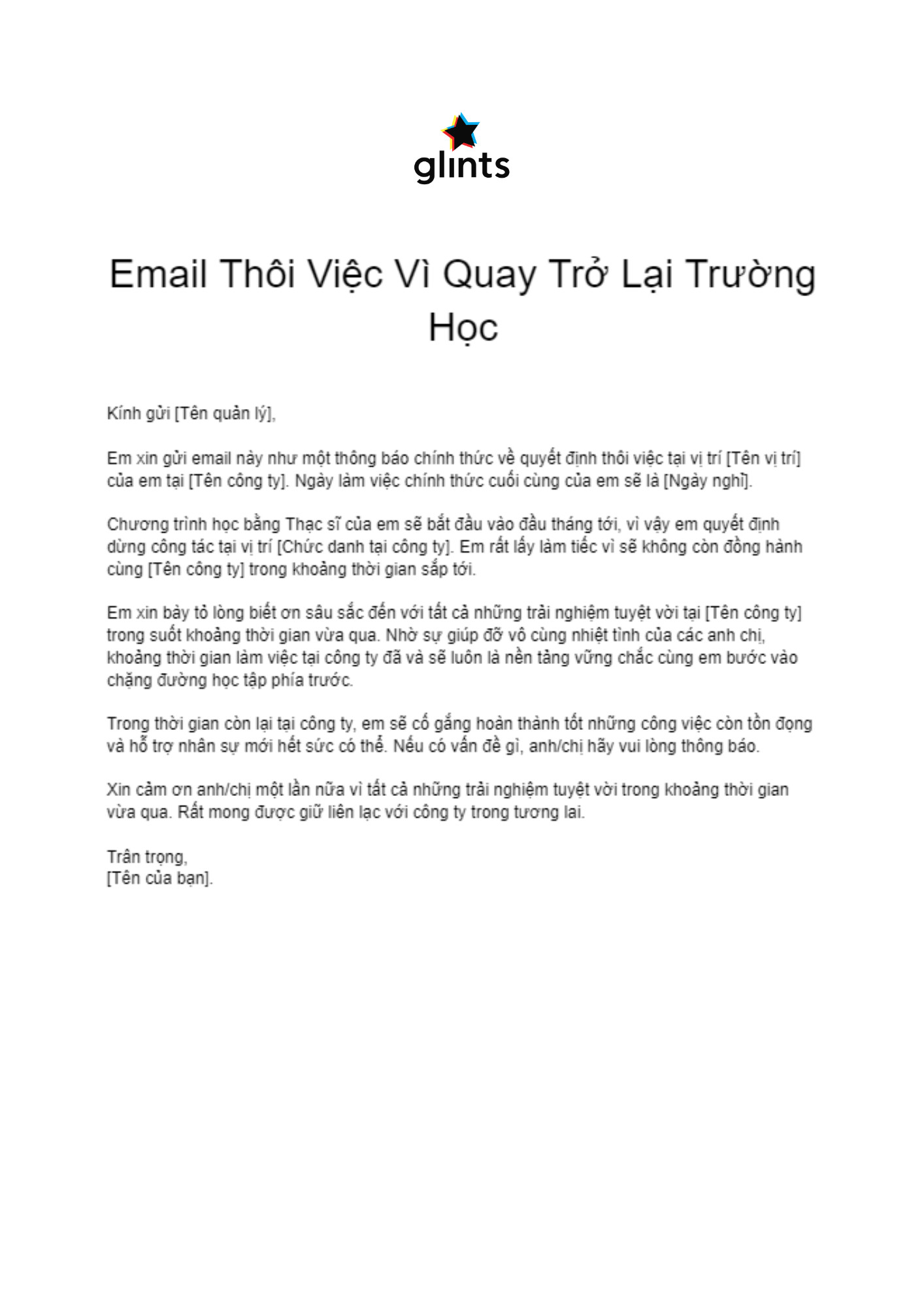 Cach viet mail xin nghi viec
