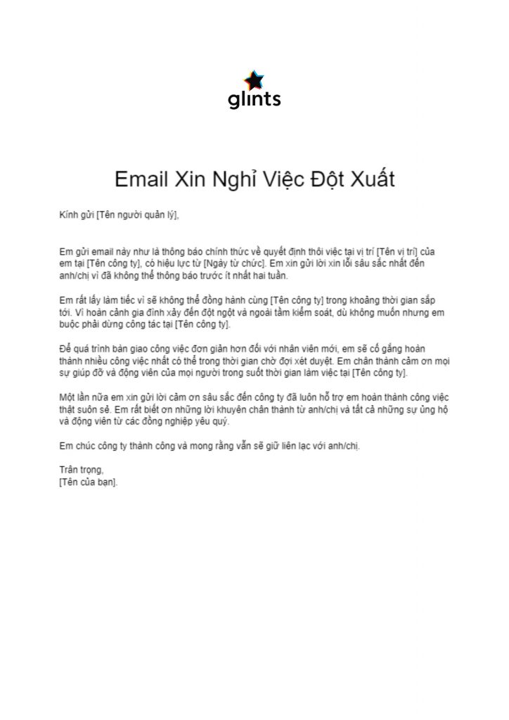 Cach viet mail xin nghi viec
